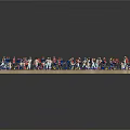 Colorful Segmented Zones Layout With Crowded People Distribution Scene