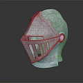 Shiny Metallic Medieval Knight Helmet With Decorative Visor And Intricate Design Details