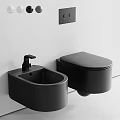 Modern Black Wall Mounted Toilet With Sleek Design And Washbasin