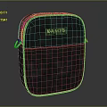 Black DAMYS Square Bag With Silver Strap Zipper Closure And Front Pocket