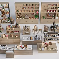 Wooden Display Shelves with Various Designs and Sizes for Retail Merchandise Showcase