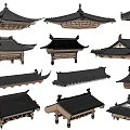 Chinese-style Eaves Combined Building Roof Ancient Building Component Roof Component Door Head 3d model