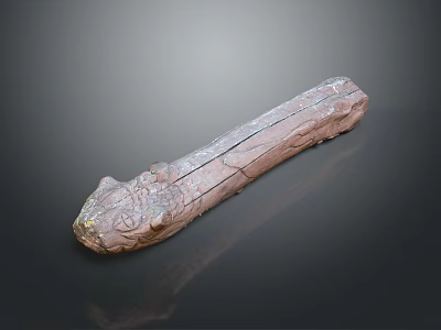 Handcrafted Wooden Stone Decorative Piece With Carved Texture And Natural Glossy Surface 3d model