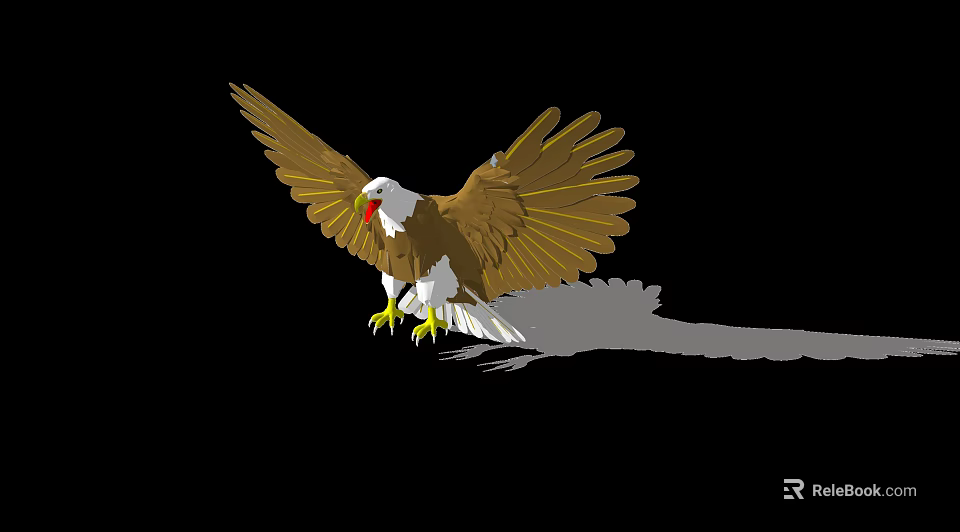 Majestic Eagle Spreading Wings in Flying Posture on Black Background 3d model 