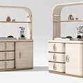 Elegant Modern Wooden Bar Counter With Drawers Shelves And Decorative Items