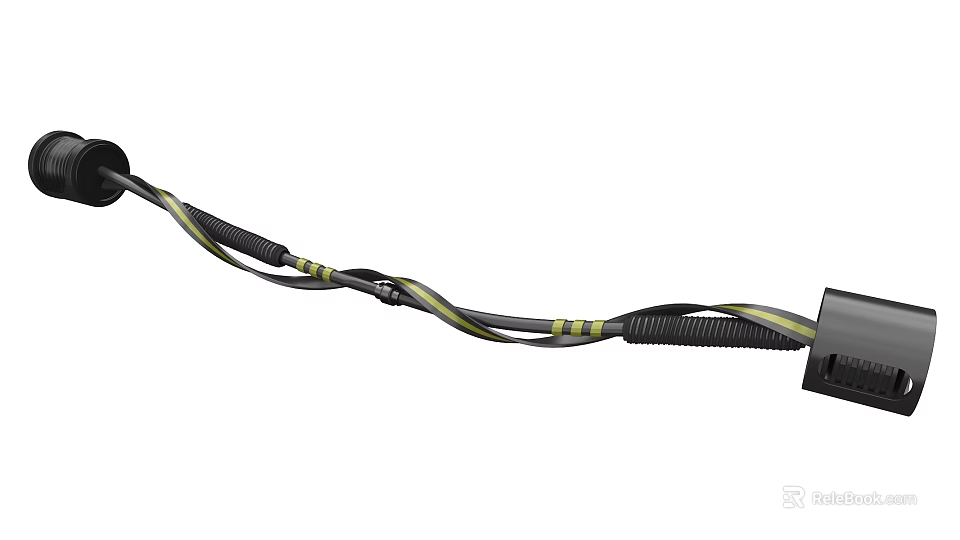 Flexible Industrial Equipment Cable With Black And Yellow Stripes For Machinery Use 3d model 