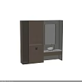 Elegant Modern Bathroom Vanity With Wooden Cabinet Marble Countertop And Mirror