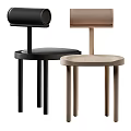 Modern Leisure Chairs with Cylindrical Backrest and Round Seats in Black and Light Wood