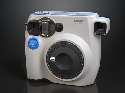 Lanson Instant Camera With White Body Blue Button And Classic Design Features 3d model