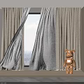 Modern Beige Sheer Curtains And Drapes For Indoor Window With Teddy Bear Decor