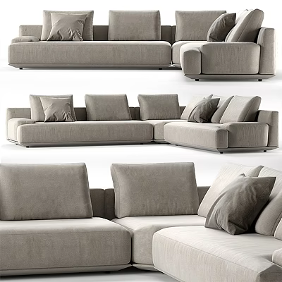 Modern Sectional Sofa With Modular Design Soft Cushions And Light Gray Upholstery 3d model