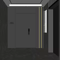 Modern Entryway Design With Black Door Marble Walls Wall Lamps And Golden Lines