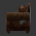 Traditional Three Seater Sofa With Wooden Frame And Ornate Floral Pattern Upholstery