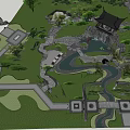 Rockery Stones In Traditional Chinese Garden With Stone Bridge Bamboo And Red Maple Trees