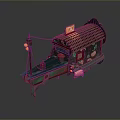 Traditional Chinese Decorative Carriage With Colorful Patterns Pavilion Roof And Hanging Lantern