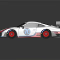 White Race Car With Red Blue Stripes ROTA X Logo 01 Rear Wing Red Wheels
