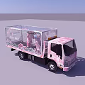 Pink Functional Vehicle With Floral Decor Transparent Cargo Area For Tea Gatherings