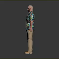 Man With Open Arms In Colorful Floral Shirt Khaki Pants And Yellow Shoes