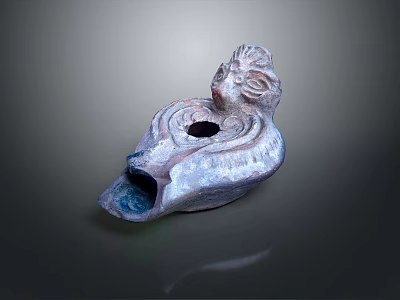 Decorative Ceramic Female Figure Container With Curled Hair And Circular Hole 3d model
