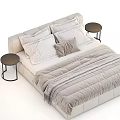 Modern Comfortable Double Bed With Plush Pillows Layered Blankets And Side Table 3d model