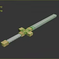 Shiny Metallic Sword With Golden Cross Guard And Silver Blade On Reflective Black Background