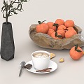 Fruit Fruit Plate Ornaments Orange Chocolate Coffee Cup Plant Green Bottle Vase 3d model