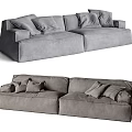 Modern Gray Fabric Multi Person Sofa With Plush Cushions And Comfortable Design 3d model
