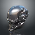 Sleek Futuristic Silver Metallic Helmet Featuring Modern Design and Tech Inspired Elements 3d model