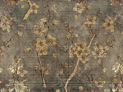 Ornate Decorative Components Featuring Golden Flowers And Branches On Gray Background 3d model