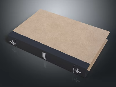 Organ and Hair Themed Hardcover Book With Brown Cover And Black Spine 3d model