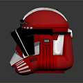 Red White Striped Helmet With Military Style Design Glossy Finish And Black Visor