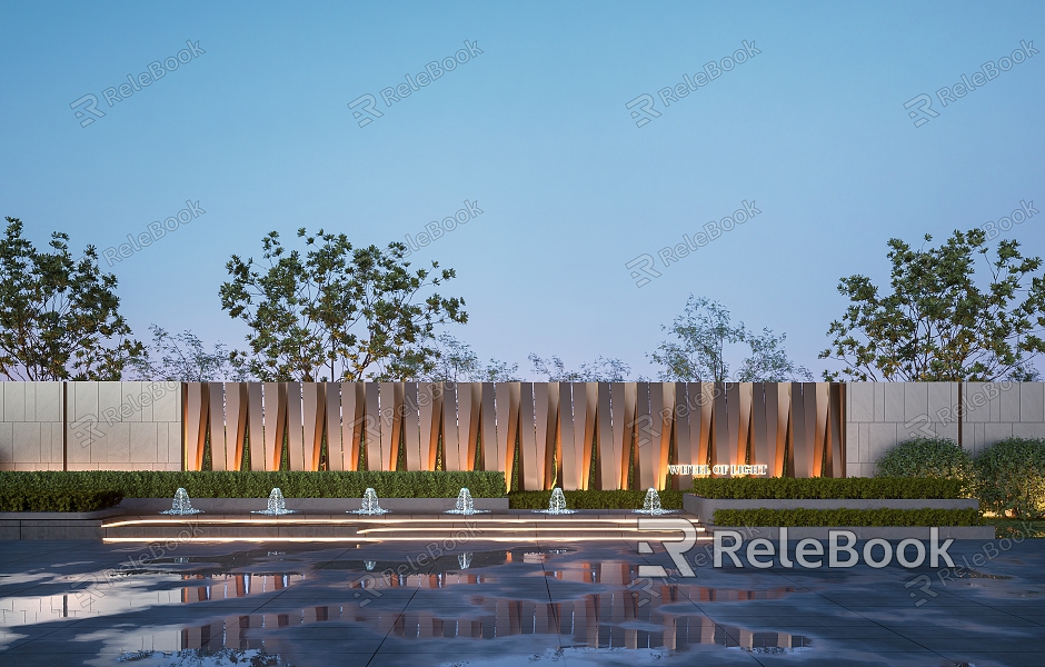 Modeling landscape wall Simple landscape wall Waterscape landscape wall Hollow landscape wall model