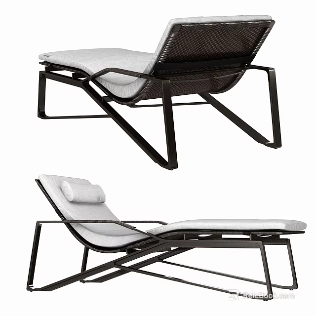 Modern Lounge Chair with Metal Frame White Cushion and Ergonomic Design 3d model 