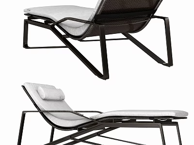 Modern Lounge Chair with Metal Frame White Cushion and Ergonomic Design 3d model