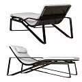 Modern Lounge Chair with Metal Frame White Cushion and Ergonomic Design