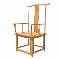 Traditional Chinese Style Wooden Armchair With High Backrest And Curved Armrests