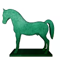 Carved Green Horse Sculpture Artistic Design With Green Base Platform