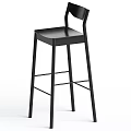 Two Black Modern Bar Stools With Metal Frame And Curved Backrest 3d model