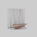 Modern Reception Desk Interior Design With Marble Curtain And Curved Wooden Surface