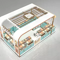 Chinese Style Pastry Shopping Mall Store with Display Counter Hanging Lanterns and Decorative Elements