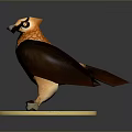 3D Flying Vulture Sculpture with Colorful Feathers and Round Base