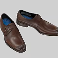 Brown Leather Formal Shoes With Buckle Strap And Blue Insole Design