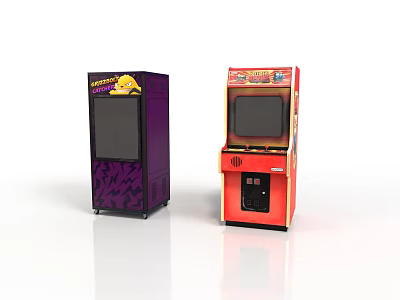 Purple Monster Vending Machine And Red Coin Pusher Arcade Game 3d model