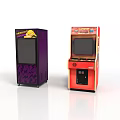 Purple Monster Vending Machine And Red Coin Pusher Arcade Game