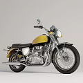 Classic Vintage Motorcycle With Yellow Tank Black Seat Chrome Details And Retro Styling