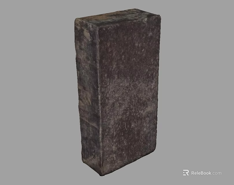 Stone Wood Block With Natural Rustic Texture And Solid Dark Surface 3d model 