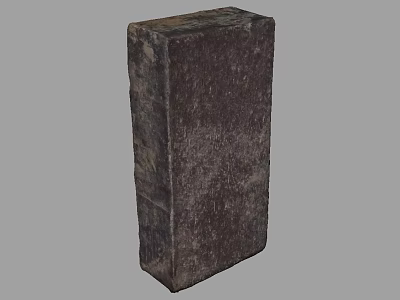 Stone Wood Block With Natural Rustic Texture And Solid Dark Surface 3d model