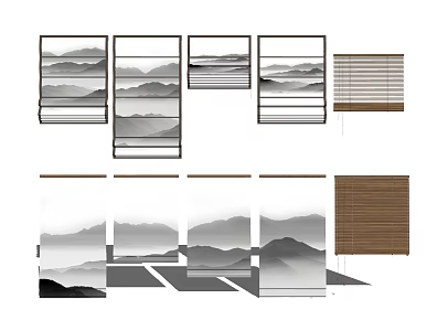 new chinese venetian blinds landscape curtains bamboo blinds venetian blinds 3d model