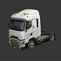 Functional White Semi Truck Cab With Front Grille And Wheels Design 3d model
