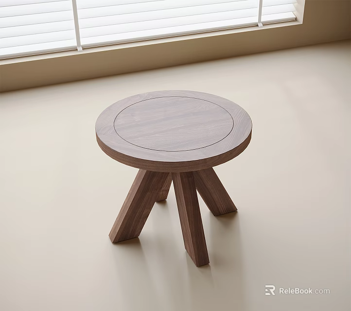 Minimalist Wooden Stool With Round Top And Three Legs For Indoor Use 3d model 